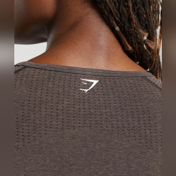 Gymshark Vital Seamless 2.0 Long Sleeve Crop Top Size S in Brown Marl NWT in pac - Picture 5 of 7